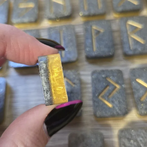 Gray and Gold Rune Stones Set - Picture 3 of 4